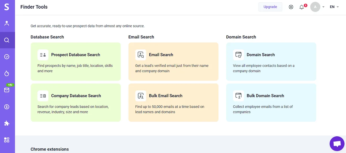 Snov.io Email Finding Features