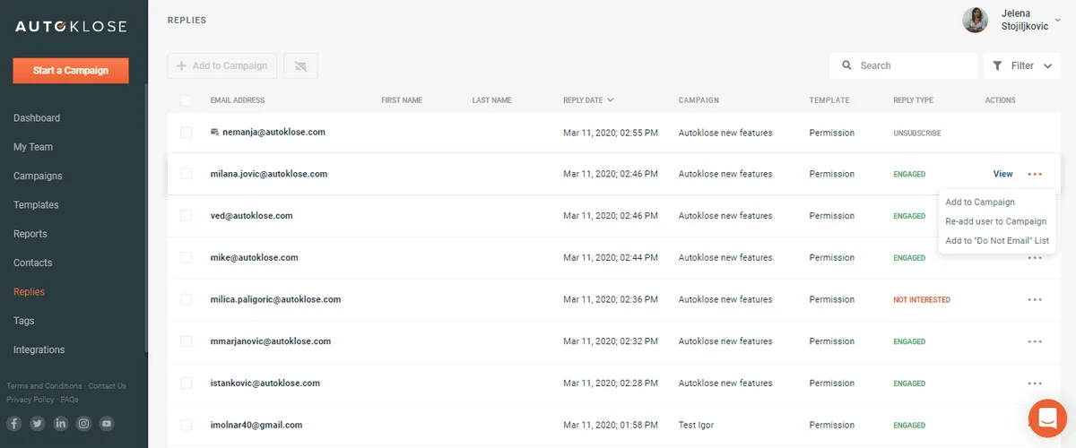 Autoklose User Interface and Experience