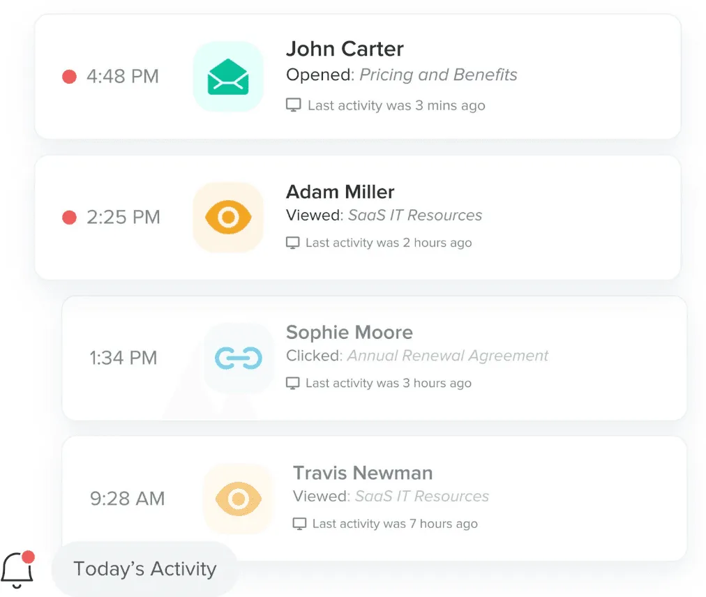 Yesware Email Tracking notifications