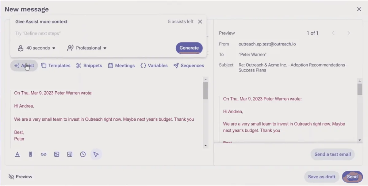 Outreach Customisability and Flexibility