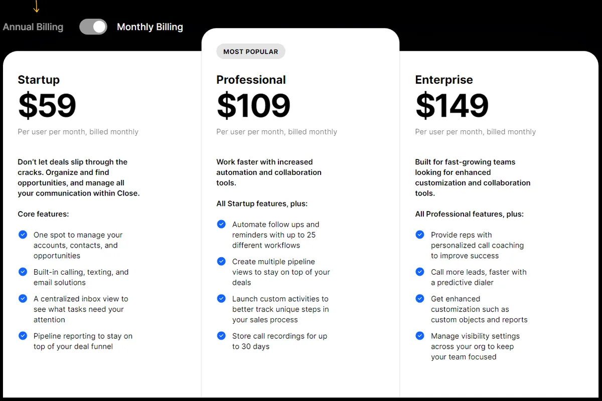 Close Pricing and Plans
