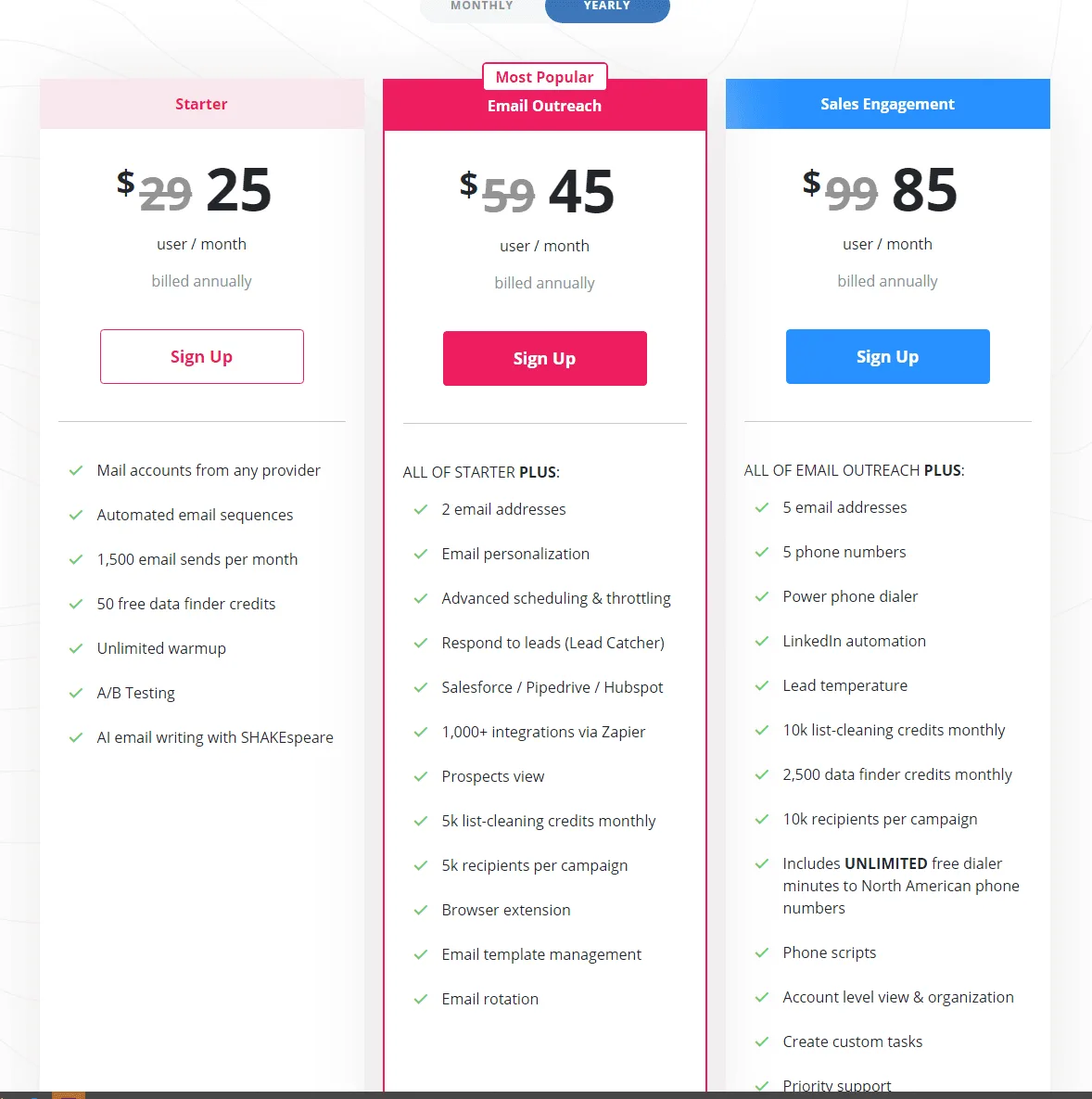 Mailshake Pricing and Subscription Model